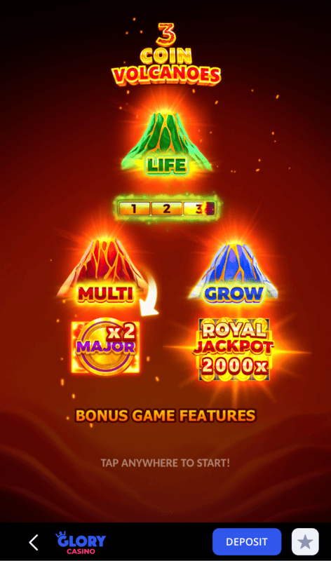 3 Coin Volcanoes - start the game